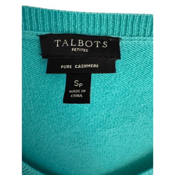 Talbots Green Pure Cashmere V Neck Long Sleeve Sweater Sp Spring easter - Picture 2 of 6